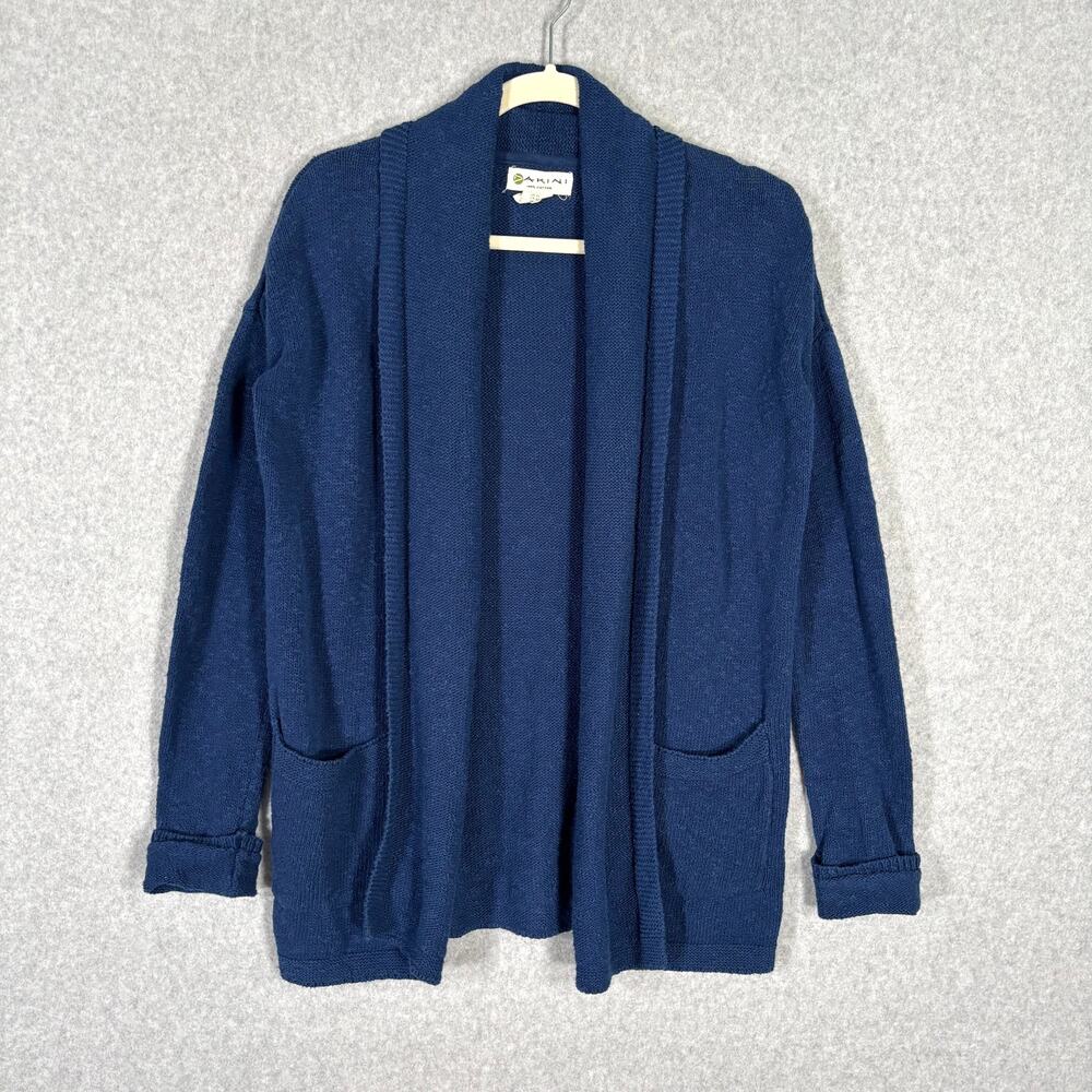 Dakini Cardigan Sweater Women XS Blue Open Long Cotton Pockets Lounge Comfy Cozy